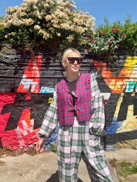 Mix up tartan tie top