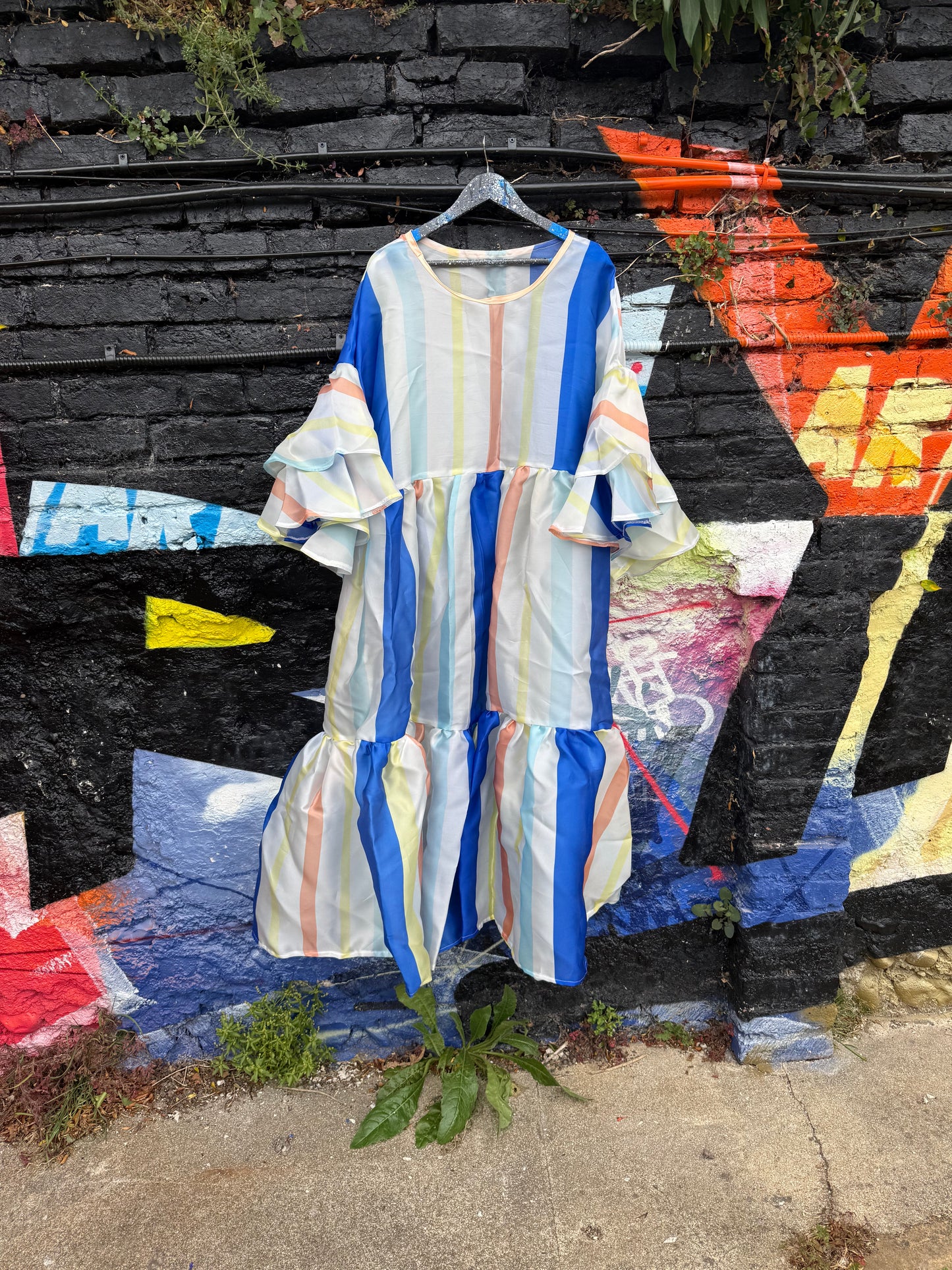 Stripe silk organza