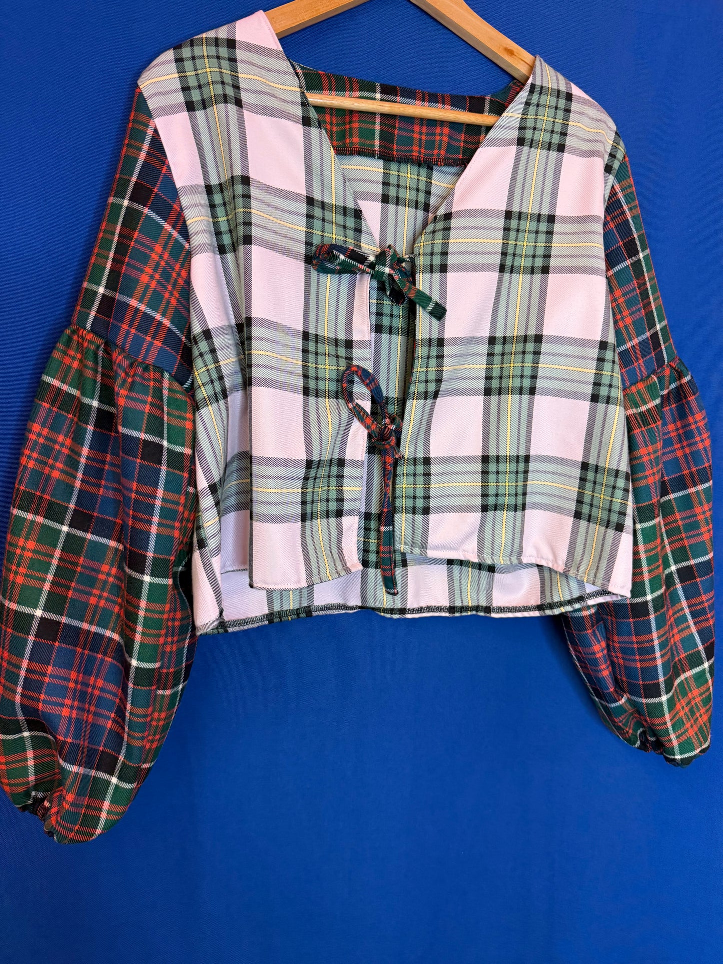 Tartan mix tie top