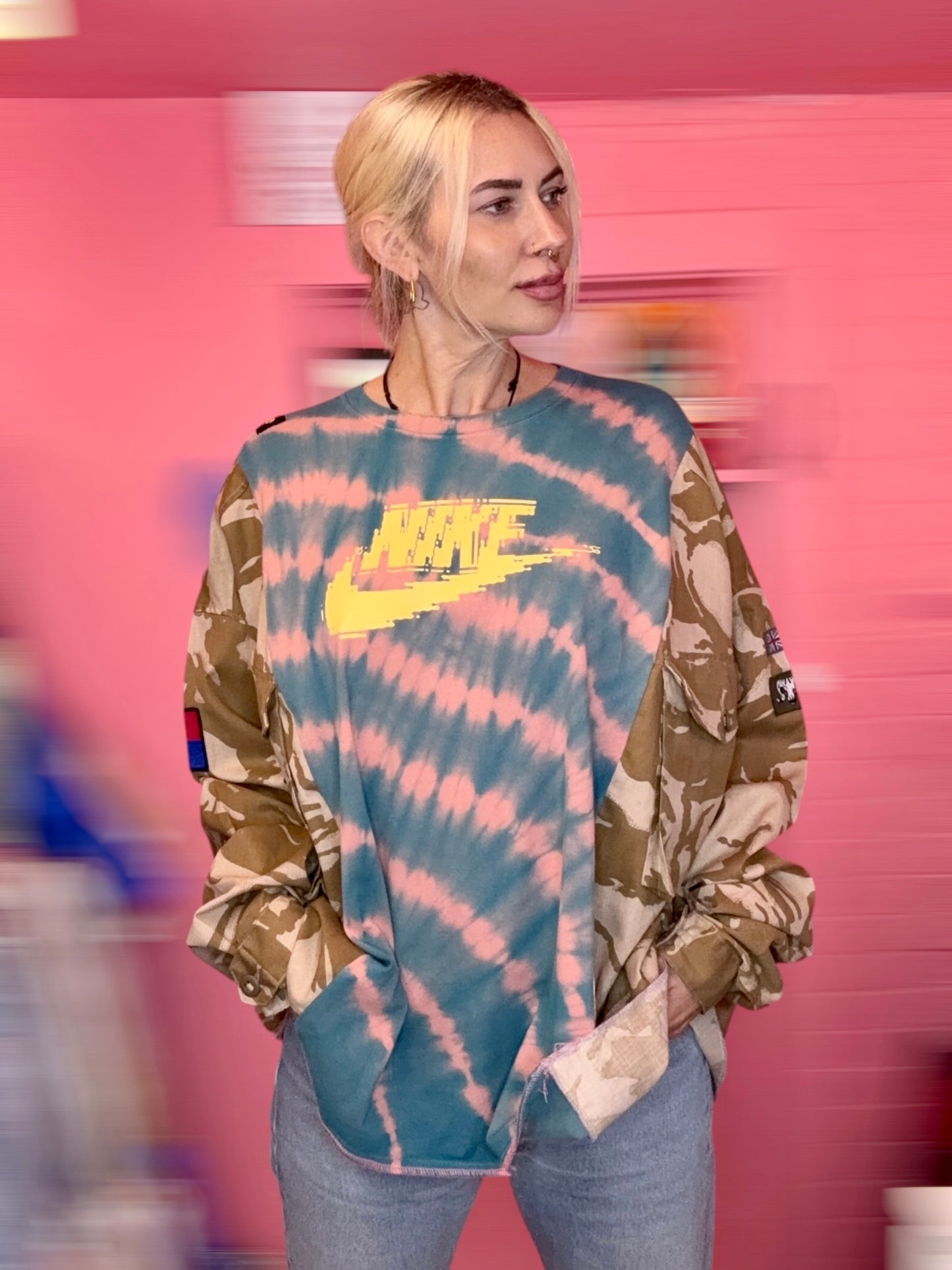 Nike camo lazy top