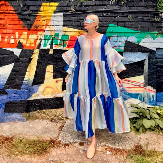 Stripe silk organza