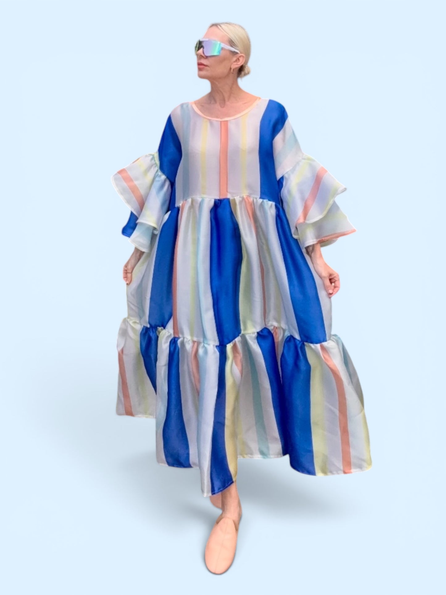 Stripe silk organza