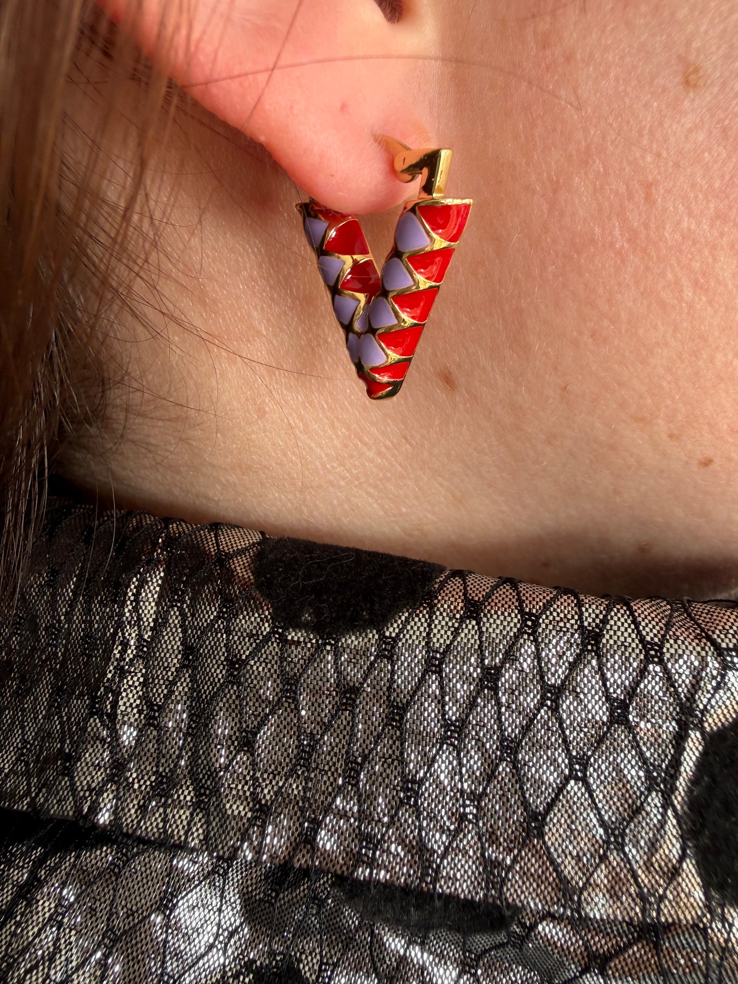 Brass triangle earrings