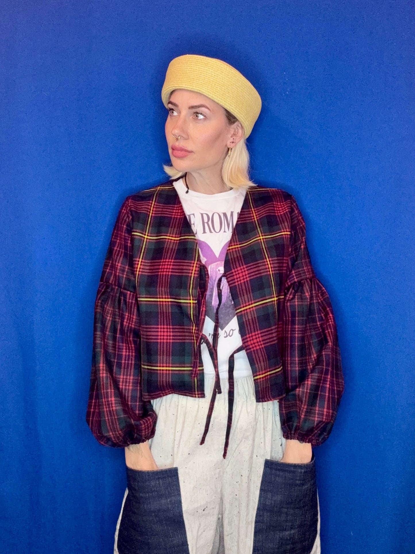 Tartan mix tie top