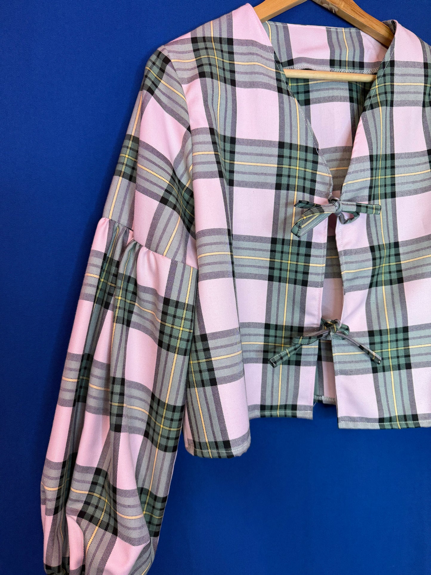 Pink tartan tie top