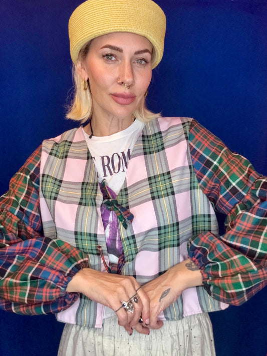 Tartan mix tie top