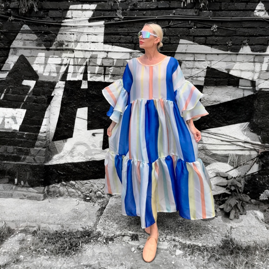 Stripe silk organza
