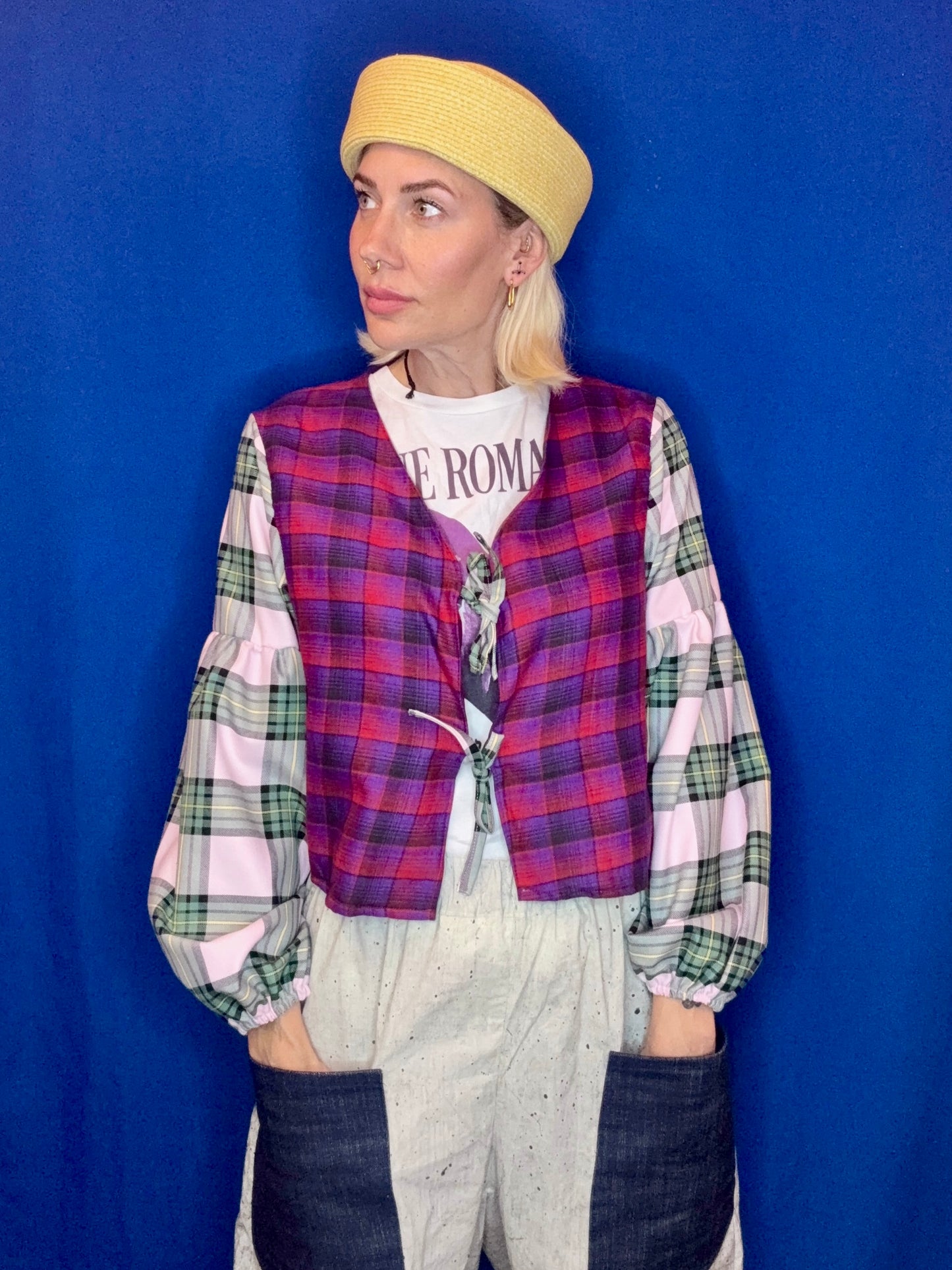 Mix up tartan  tie top