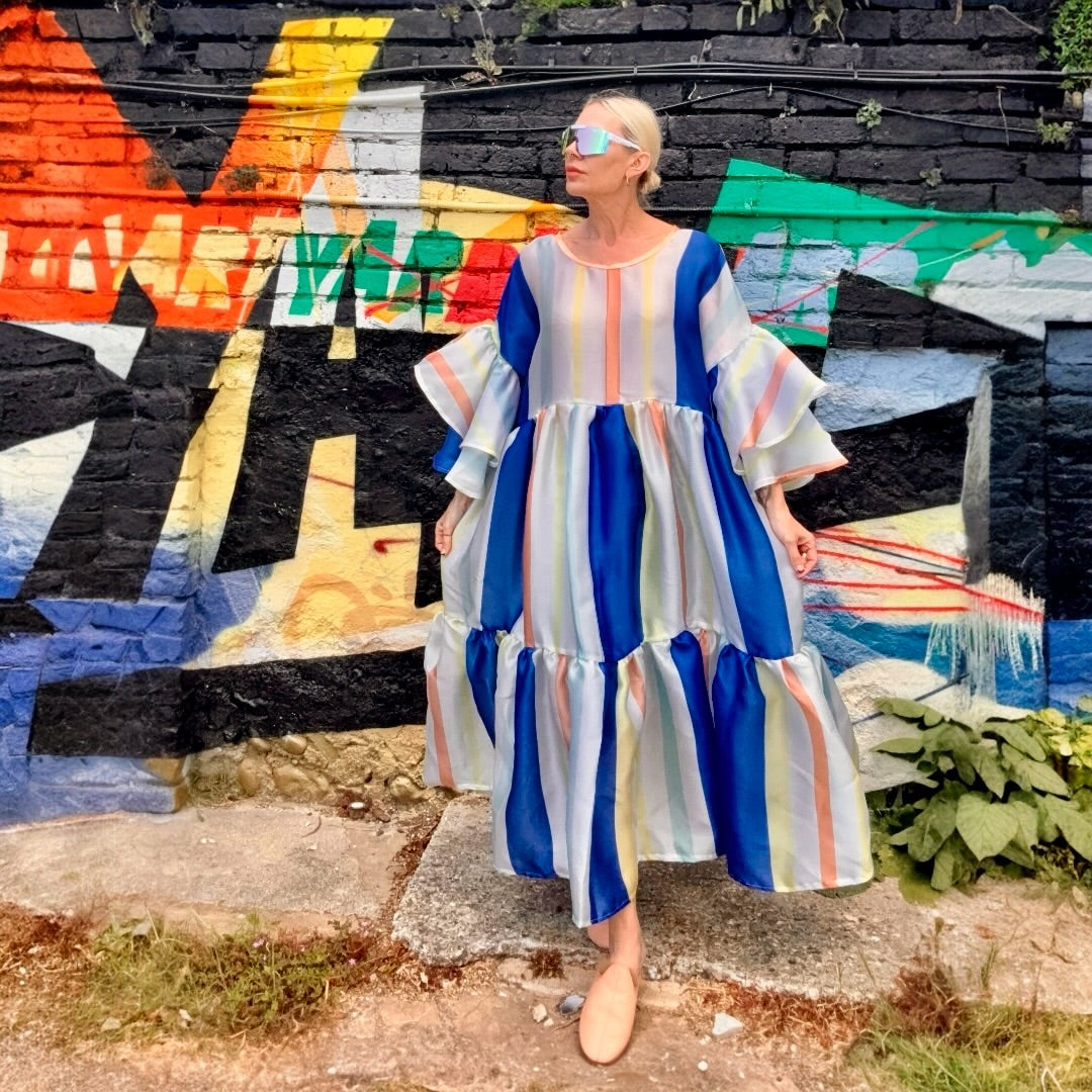 Stripe silk organza