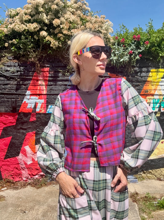 Mix up tartan  tie top