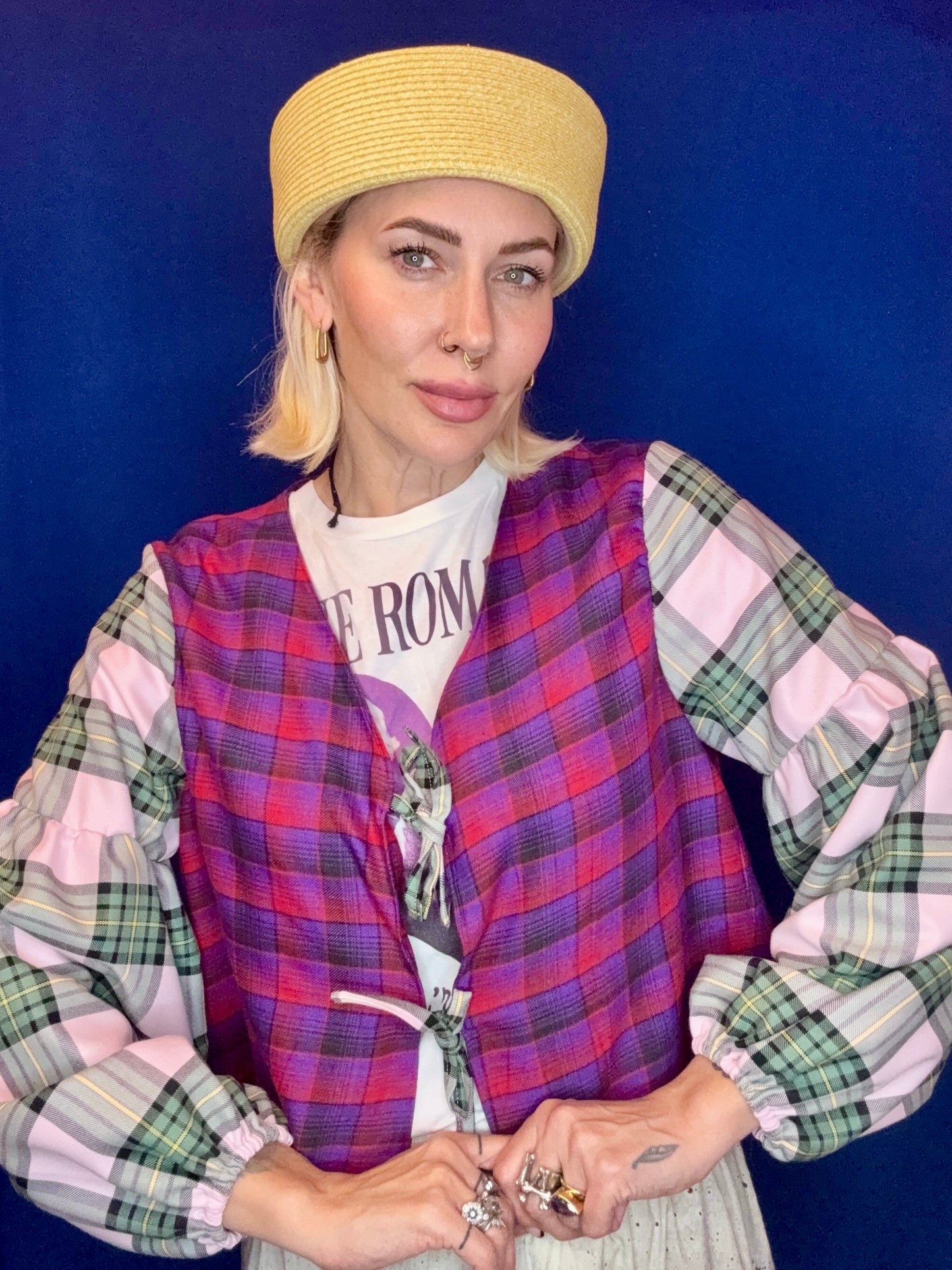 Mix up tartan  tie top