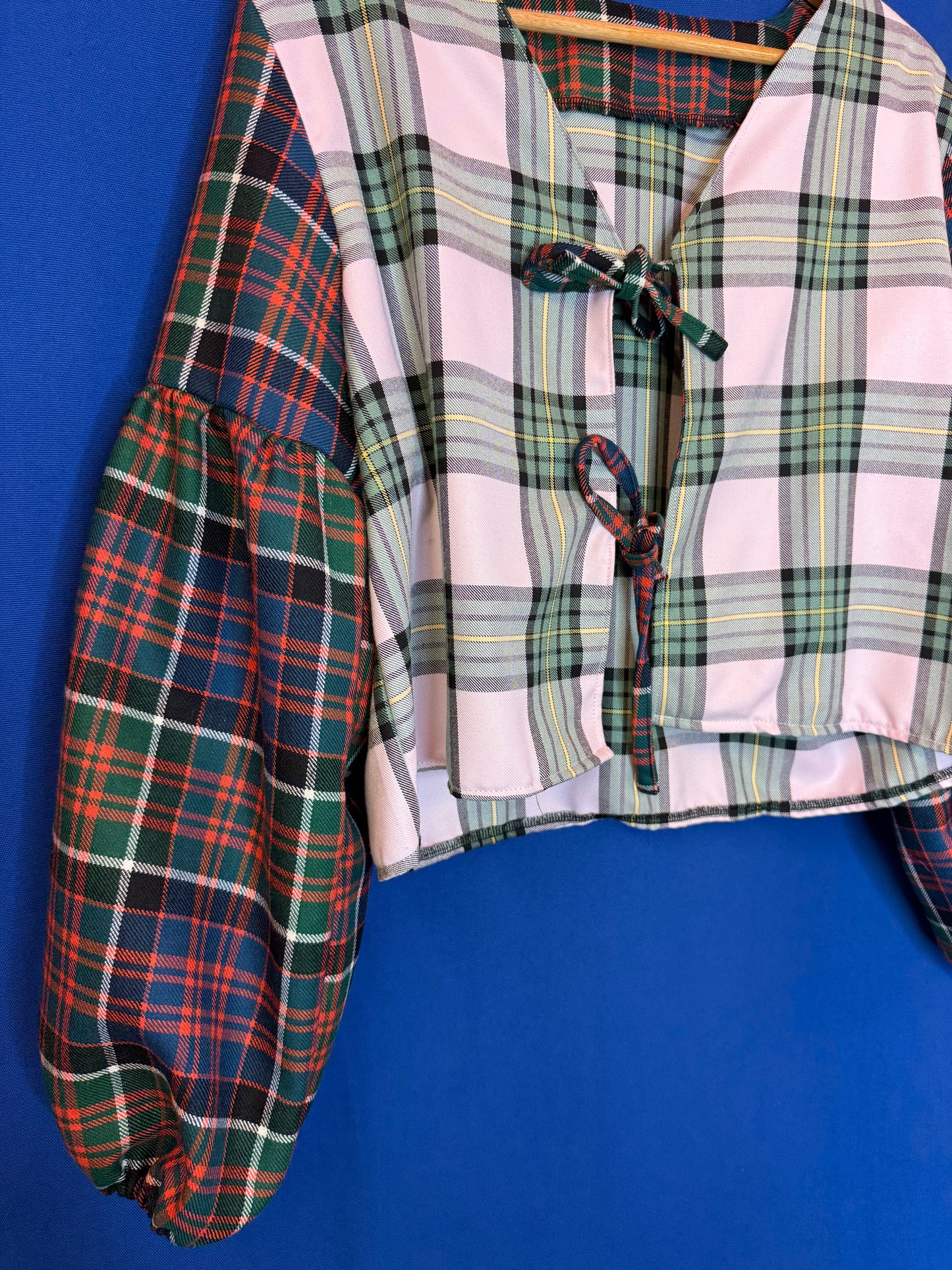 Tartan mix tie top