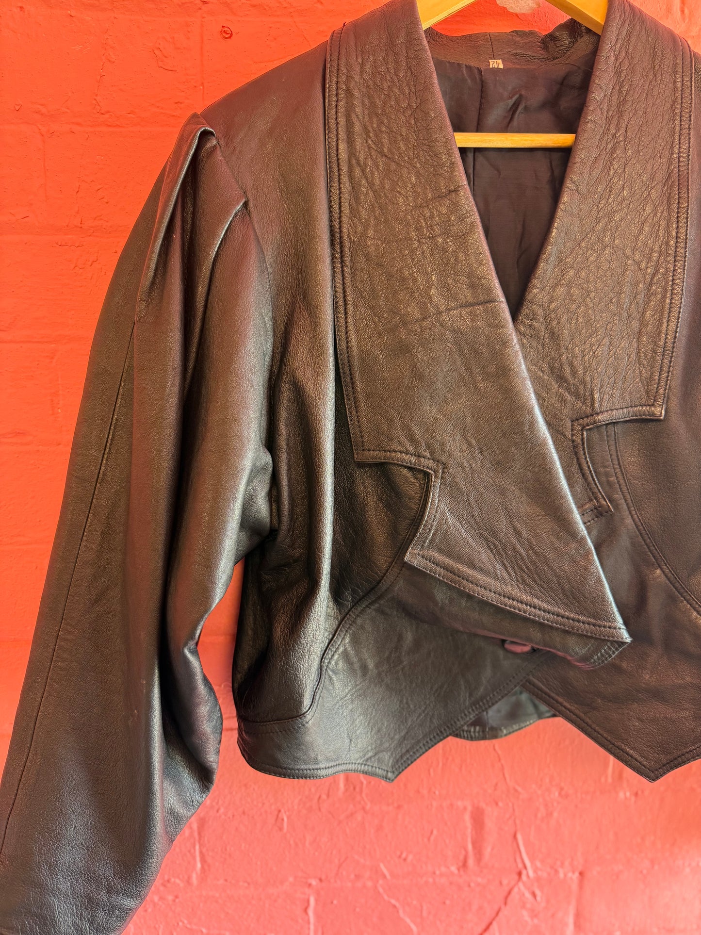 Cropped leather jacket